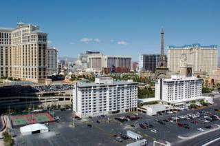 This photograph from April 2005 shows the Jockey Club before CityCenter and the Cosmopolitan were built.