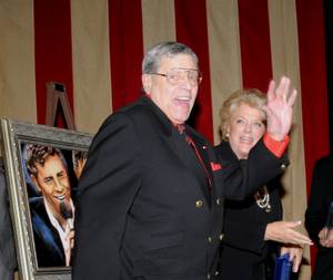 Jerry Lewis receives the Lifetime Achievement Award from the Nevada Broadcasters Association at Red Rock Resort on Aug. 20, 2011.