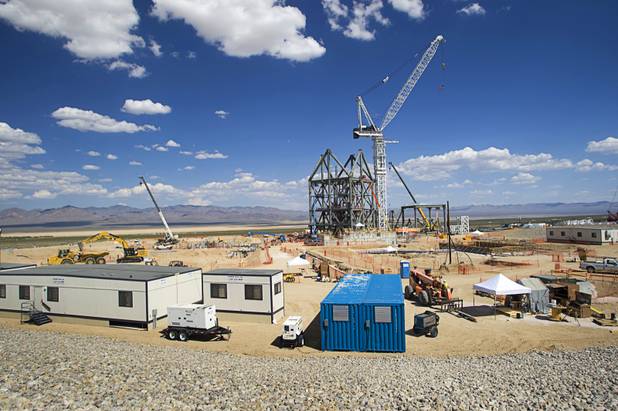 A view of construction at the Ivanpah Solar Electric Generating System just south of Primm in California Monday, August 29, 2011. When completed, the 392 megawatt facility will nearly double the amount of thermal solar energy produced in the United States today.