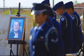 A portrait of Barbara Edwards is displayed during a remembrance ceremony for the Palo Verde teacher Friday, Sept. 9, 2011. Edwards was a passenger on Flight 77 that crashed into the Pentagon on Sept. 11, 2001.