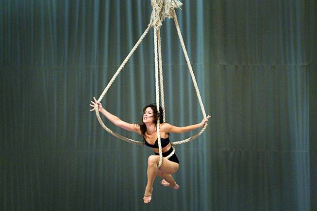 Laura Sheehy of Los Angeles performs with double rope during auditions for new Cirque du Soleil performers in the "O" Theater at the Bellagio Monday September 12, 2011.