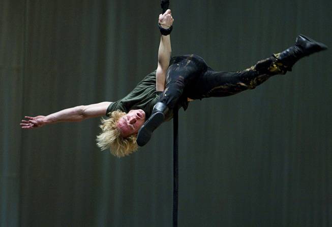 Timber Brown, 26, of Las Vegas performs with a rope during auditions for new Cirque du Soleil performers in the "O" Theater at the Bellagio Monday September 12, 2011.