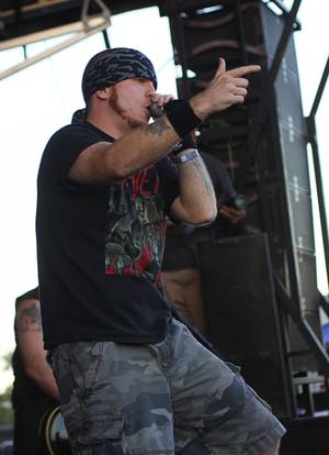 Jamey Jasta of Hatebreed performs during the first day of the Rockstar 48 Hours Festival at the Luxor Festival Grounds on Saturday, Oct. 15, 2011.