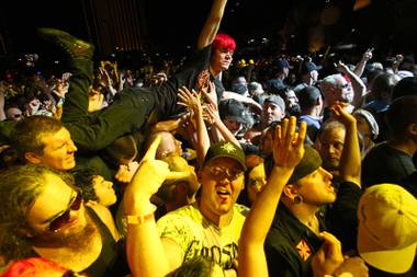 Fans enjoy the sounds of Godsmack during the second day of the Rockstar 48 Hours Festival at the Luxor Festival Grounds on Sunday, Oct. 16, 2011.