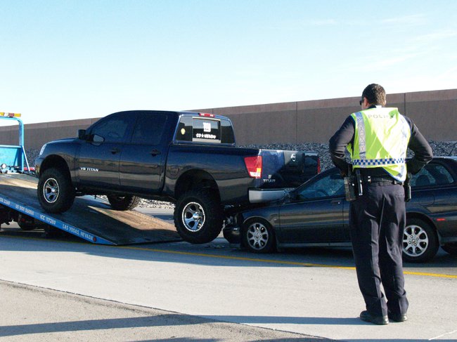 Car accidents on the Las Vegas Beltway slow down traffic during Friday morning rush hour.