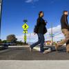 Pedestrians use a Danish offset as they cross Maryland Parkway on Monday, Oct. 7, 2011, near UNLV. A Danish offset is in the median area where the crosswalk makes an S turn, slowing down pedestrians and making them look at traffic before they cross.