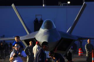 An Air Force F-22 Raptor is seen on display during Aviation Nation Saturday, Nov. 12, 2011 at Nellis Air Force Base.