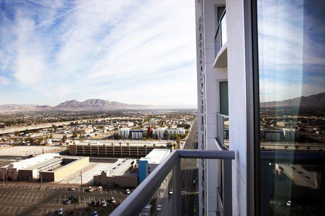 The view from the balcony of a condo for sale at the Ogden in downtown Las Vegas on Friday, Nov. 18, 2011.