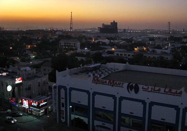 In Bahrain, a view of the Mega Mart at sunrise. December  2011.