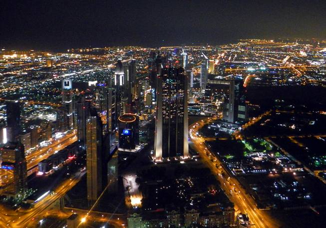 In Dubai, United Arab Emirates, a view of the city from the Burj Khalifa observation tower. December  2011.