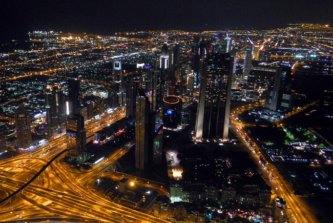 in Dubai, United Arab Emirates, a view of the city from the Burj Khalifa observation tower.  December  2011.