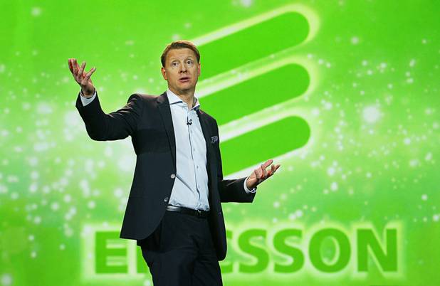 Hans Vestberg, president and CEO of the Ericsson Group, speaks during his keynote address at the 2012 International Consumer Electronics Show (CES) in Las Vegas, Nevada, Jan. 11, 2012. CES, the world's largest consumer technology tradeshow, runs through Friday.