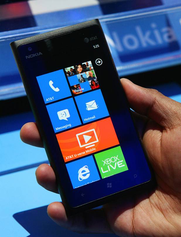 A Nokia Lumina 900 Windows smartphone is displayed during the 2012 International Consumer Electronics Show (CES) in Las Vegas, Nevada, Jan. 11, 2012. CES, the world's largest consumer technology tradeshow, runs through Friday.