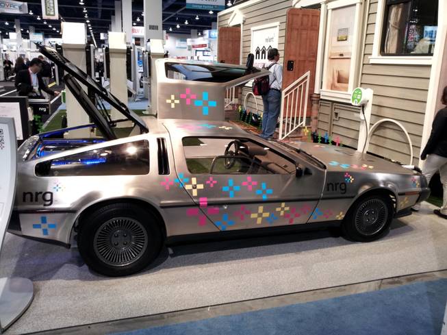 nrg is showcasing an electric DeLorean.  The new DeLorean Electric Vehicle boasts speeds of 0-60 mph in 4.9 seconds, and a range of just over 100 miles of city driving on a single 3.5 hour charge.