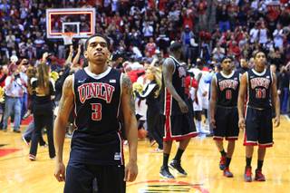 UNLV guard Anthony Marshall heads off the court after the Rebels dropped their Mountain West Conference opener to San Diego State 69-67 Saturday, Jan. 14, 2012 at Viejas Arena in San Diego.