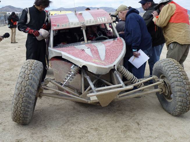 Michael LaPaglia, who won in Sunday's Class 10 division, limped across the finish line with a damaged suspension. 