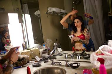 Joanna Angel and other BurningAngel performers prepare for the 2012 AVN Awards in her room at the Hard Rock Hotel on Saturday, Jan. 21, 2012.