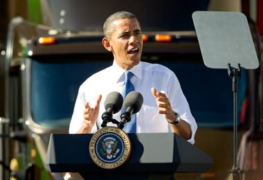 President Obama speaks at a UPS facility in Las Vegas on Thursday, Jan. 26,&nbsp;2012.
