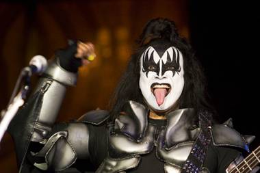 Luis Reyes of Las Vegas KISS performs as Gene Simmons during the “KISS Off” finale at Body English in the Hard Rock Hotel on Sunday, Jan. 29, 2012. Mr.Speed, a KISS tribute band from Cleveland, won the competition and will perform at the opening of KISS by Monster Mini Golf on March 15, 2012.