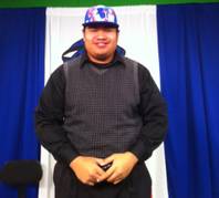 Desert Pines High School's Allen Vaiao after signing with the University of Mary Feb. 1, 2012.