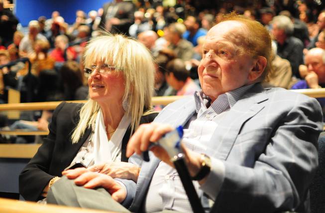 Sheldon and Miriam Adelson attends a special "sundown" caucus at the Adelson Educational Campus that capped off the Nevada GOP presidential caucuses on Saturday, Feb. 4, 2012.
