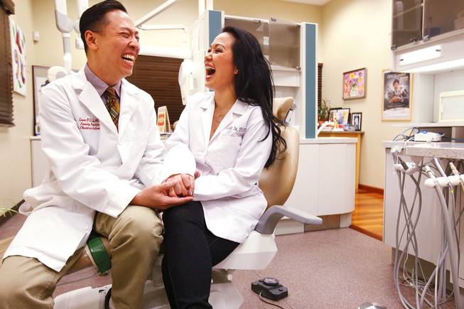 Dr. Sean Su, a medical doctor, and Dr. Suzie Su, a dentist, who share a medical office for their practices, Sexy Vegas Skin and Sexy Vegas Smiles in Las Vegas on Friday, Feb. 10, 2012.
