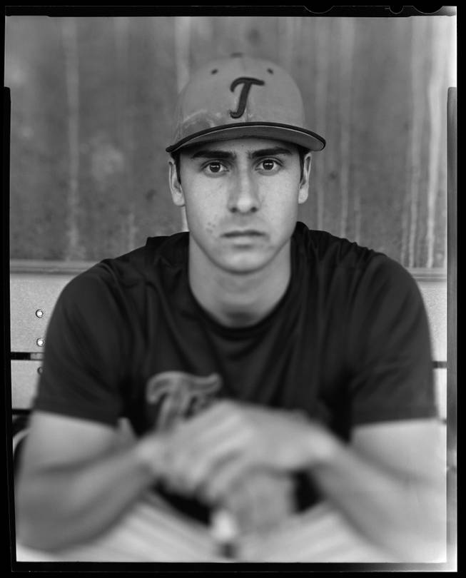 Bishop Gorman baseball player Joey Gallo is seen in the team's dugout Thursday, Feb. 9, 2012.