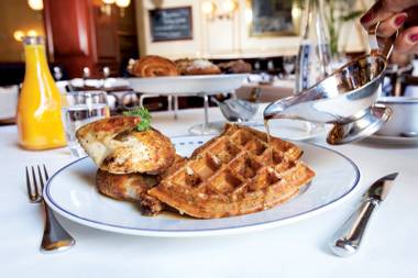 Bouchon chicken and&nbsp;waffles.