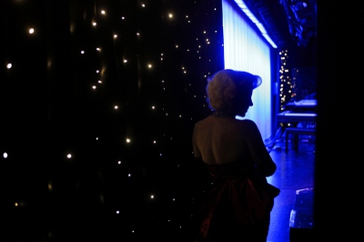 Marilyn Monroe impersonator and awards hostess Janet Valentine of Las Vegas waits backstage during the Reel Awards at the Celebrity Impersonator Convention at the Golden Nugget in Las Vegas Monday, Feb. 20, 2012.