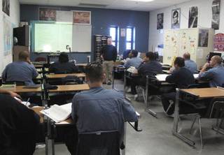 More than 300 inmates at High Desert State Prison in Indian Springs receive adult education and vocational training from the Clark County School District through a partnership with the Nevada Department of Corrections. One classroom at the prison, about 40 miles northwest of Las Vegas, is shown Feb. 24, 2012.