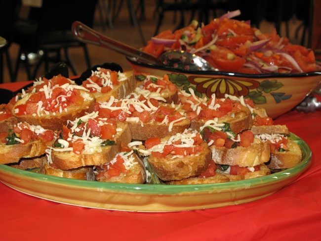 Bruschetta, an Italian dish, is served to residents of the Las Vegas Rescue Mission and the homeless for their monthly 