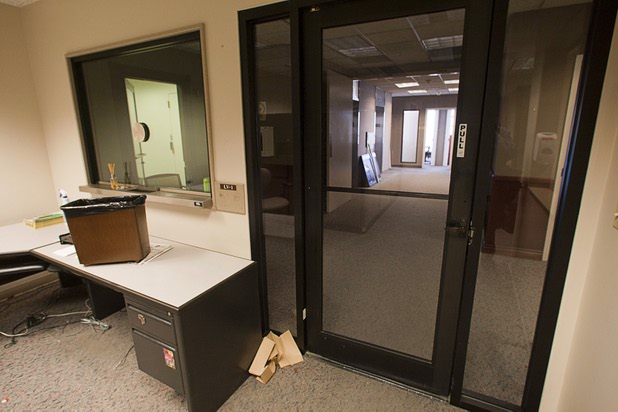 The 10th floor reception desk at the old city hall building is shown March. 6, 2012. The 10th floor housed the offices of the mayor and city council members.The building is now the headquarters of Zappos.