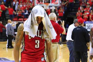 UNLV guard Anthony Marshall heads off the court after their Mountain West Conference tournament semifinal game against New Mexico  Friday, March 9, 2012 at the Thomas & Mack Center. New Mexico won 72-67 and will face San Diego State in the championship game.
