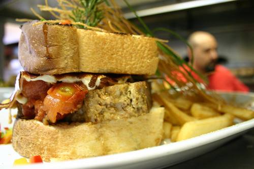 Hash House a Go Go's signature Kokomo meatloaf sandwich is another good option for hungry partygoers this St. Patrick's Day.