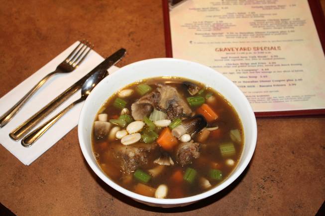 Oxtail soup, available from 11 p.m. to 11 a.m. for $9.95, is a graveyard special at Market Street Cafe inside the California Hotel, March 16, 2012.