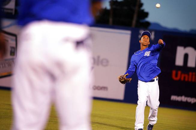 Outfielder Anthony Gose warms up during Las Vegas 51s practice at Cashman Field in Las Vegas on Wednesday, April 4, 2012.