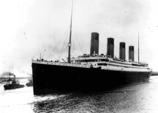 The liner Titanic leaves Southampton, England, on her maiden voyage April 10, 1912.