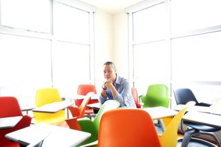 Zappos CEO Tony Hsieh is seen in one of his rooms at the Ogden Friday, April 13, 2012.