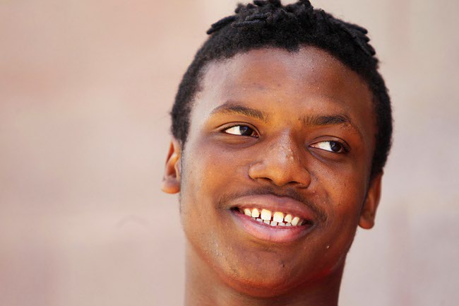 Arbor View lineman Elijah George smiles during an interview Wednesday, April 18, 2012.