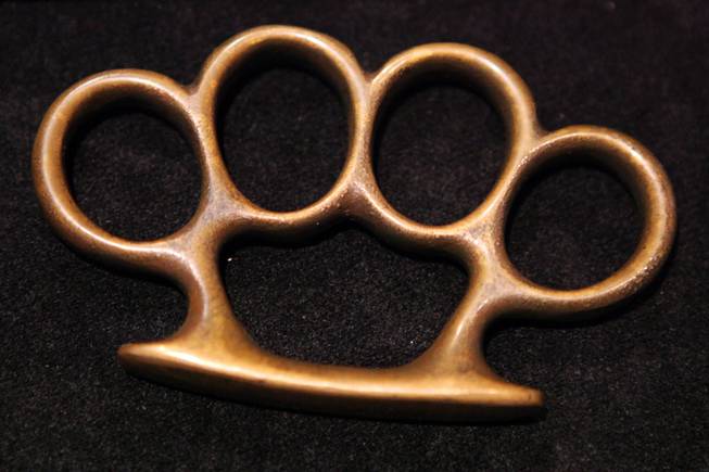 Mickey Cohen's brass knuckles on display at the Mob Attraction Las Vegas at the Tropicana on Monday, April 23, 2012.