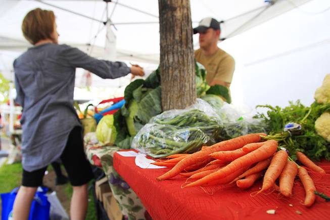 Produce for sale is seen at the Summerlin farmers market Wednesday, April 25, 2012.
