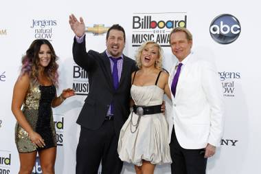 Lacey Schwimmer, Joey Fatone Anya Garnis and Carson Kressley arrive for the 2012 Billboard Music Awards at MGM Grand Garden Arena on Sunday, May 20, 2012.