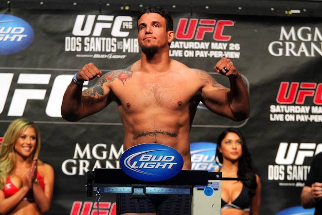 Frank Mir weighs in for UFC 146 at the MGM Grand Garden Arena in Las Vegas on Friday, May 25, 2012.