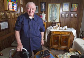 Monsignor Ben Franzinelli is shown at his home Wednesday, May 30, 2012. Franzinelli came to Vegas in 1961. He later founded the Holy Family Catholic Church. Singer Bing Crosby helped with the fundraising by holding a benefit concert for the church in 1976.