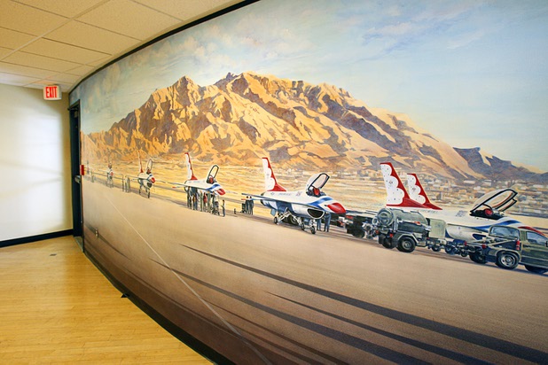 6/1/12 9:35:22 AM -- Las Vegas, NV, U.S.A - A mural of U.S. Air Force Thunderbirds is shown in a breakroom of the old Las Vegas City Hall Friday, June 1, 2012. This area is now the Z Cafe.