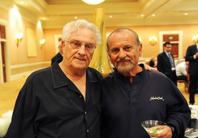 Tommy DeVito, a founding member of the Four Seasons, with Oscar-winning actor Joe Pesci at the Breath of Life Celebrity Golf Classic pairings party at Caesars Palace on Sunday, June 3, 2012.