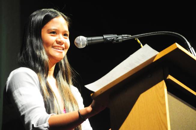 Clark High School senior Jellow Flor Gato, 17, talks about the challenges she faced to reach graduation on Monday, June 4, 2012. The Clark County School District announced on Monday that its graduation rate improved to 65 percent, from 59 percent last year.