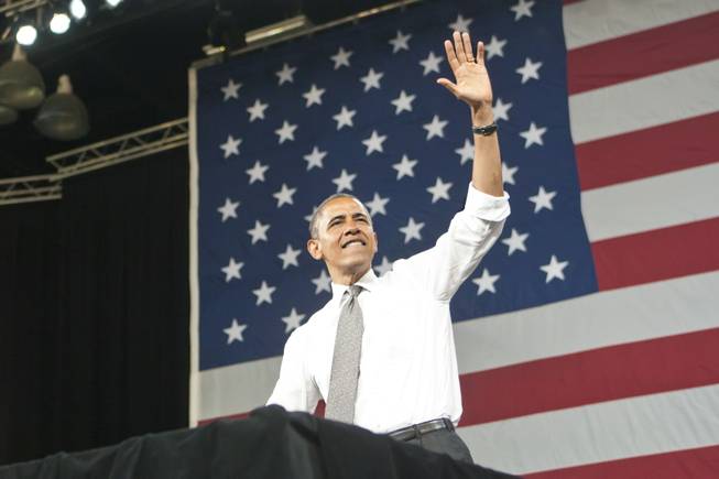 President Obama speaks to a crowd of supporters at the Cox Pavilion at UNLV, Thursday June 7, 2012.