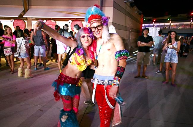 Fans show off their elaborate, over-the-top style at the Electric Daisy Carnival at Las Vegas Motor Speedway on Sunday, June 10, 2012.