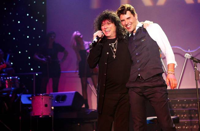 Paul Shortino performs with Frankie Moreno during his 100th show at the Stratosphere on Wednesday, June 13, 2012.